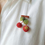 Gehäkelte Feigenbrosche, realistische Frucht Anstecknadel, handgefertigt, Baumwollspitzengarn