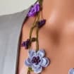 Häkelkette Türkisch Oya, Lavendel Blume Lariat, Lila Perlen Lange Wrap Frauen Halskette