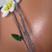 Mandelblüte Häkelkette, weiße Frühlingsblume Lange Lariat, Türkisch Oya Spitzenschmuck