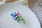 Micro Crochet Pansy Flower Brooch, 14K Gold-Plated Copper Clasp, Floral Pin