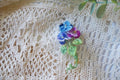 Micro Crochet Pansy Flower Brooch, 14K Gold-Plated Copper Clasp, Floral Pin