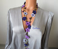 Häkelkette Türkisch Oya, Lavendel Blume Lariat, Lila Perlen Lange Wrap Frauen Halskette