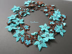Blaue Stern Blume Häkelkette, Türkische Oya Spitze Lange Lariat, Türkis Perlen Häkelschmuck