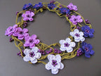 Häkelkette Türkisch Oya, Lavendel Blume Lariat, Lila Perlen Lange Wrap Frauen Halskette