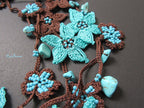 Blaue Stern Blume Häkelkette, Türkische Oya Spitze Lange Lariat, Türkis Perlen Häkelschmuck