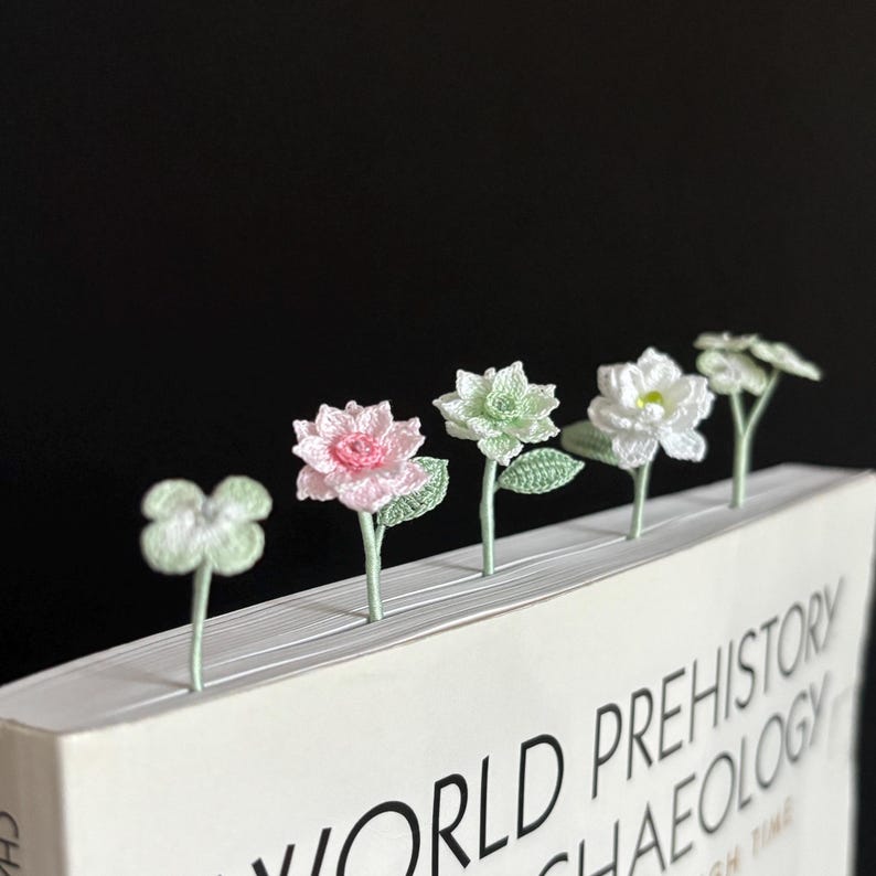 Mikro Häkel Lesezeichen Blume Handgemacht Calla Lilie Anemone Glücksklee Gardenia
