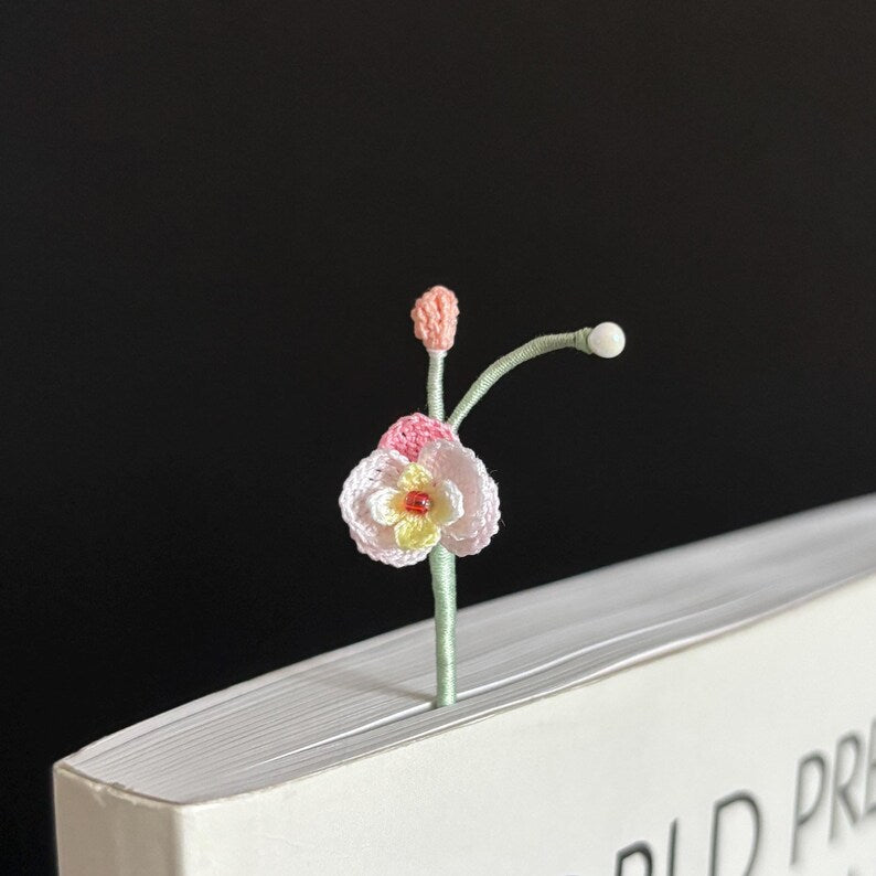 Micro Häkeln Blumen Lesezeichen Set - Kirsche Pfingstrose Tulpe Sakura Orchidee
