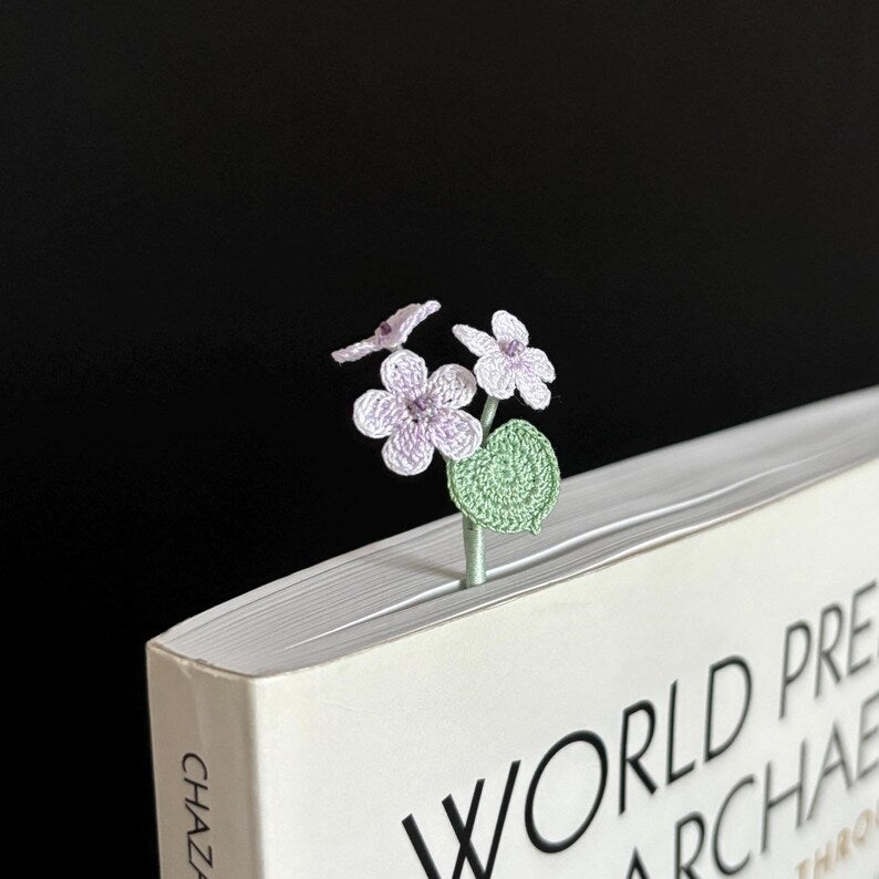 Micro Häkeln Blumen Lesezeichen Set - Kirsche Pfingstrose Tulpe Sakura Orchidee
