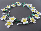 Mandelblüte Häkelkette, weiße Frühlingsblume Lange Lariat, Türkisch Oya Spitzenschmuck