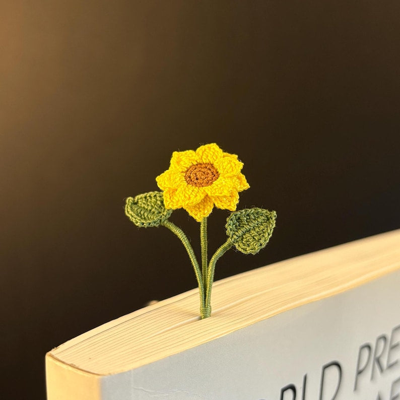 Gehäkeltes Blumen Lesezeichen Sonnenblume Maiglöckchen Osmanthus Narzisse