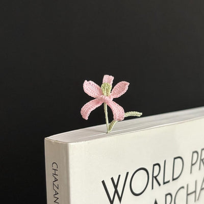 Dahlie Lesezeichen Handgefertigt Mikro-Häkel Blumen Lesezeichen Lilie Wilde Orchidee Weißer Kleeblatt