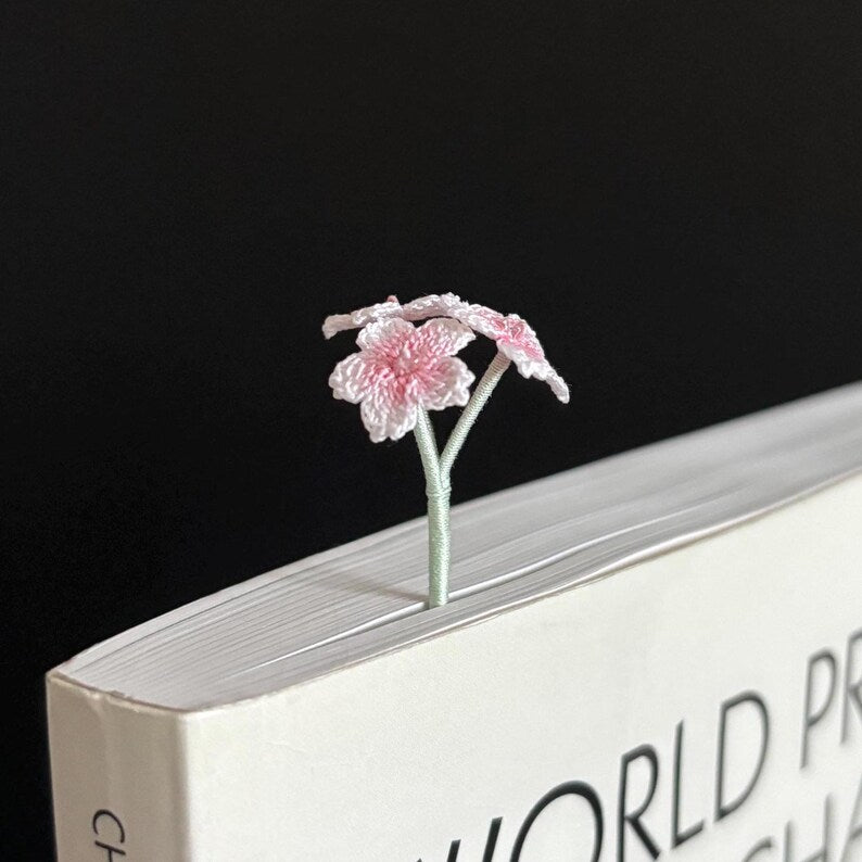 Micro Häkeln Blumen Lesezeichen Set - Kirsche Pfingstrose Tulpe Sakura Orchidee