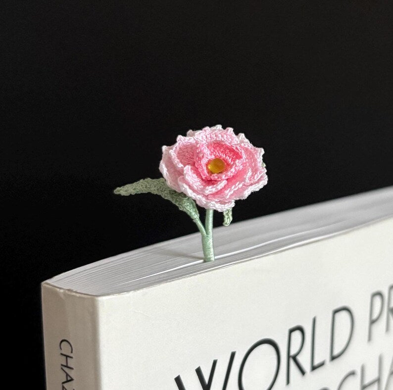 Micro Häkeln Blumen Lesezeichen Set - Kirsche Pfingstrose Tulpe Sakura Orchidee