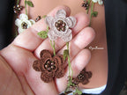 Braune Perlen türkische Oya Halskette, häkeln Herbst Farbe Boho Lariat, Floral lange Wickelkette