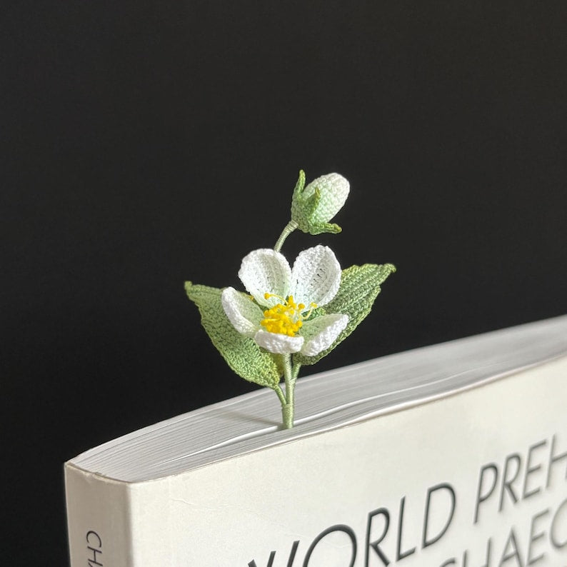 Mikrogehäkelte Blumen-Lesezeichen Handgemacht Chrysantheme Rot Mohn Sakura Birnenblüte Buch Lesezeichen