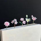 Häkellesezeichen Lilie Pfirsich Kirschblüte Dahlie Mikro Häkeln Frühlingsblumen Floral Handgemacht