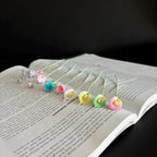 Handgehäkeltes Calla-Lilie-Rose-Primrose-Lesezeichen mit grünem Stiel, 10-15 cm, handgefärbt, boho, Frühlingsvibe