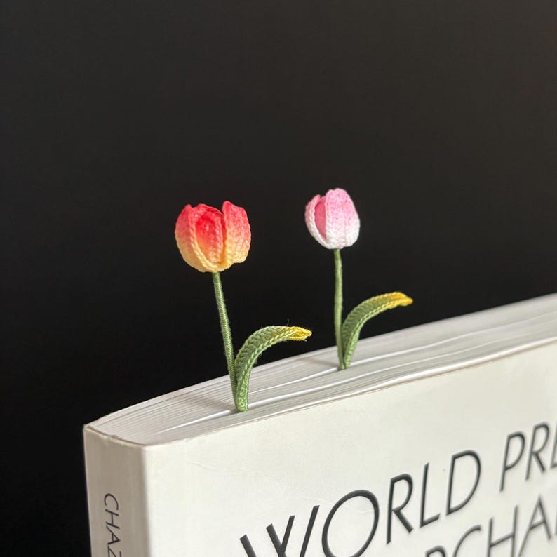 Handgefertigte Häkel Lesezeichen Kamelie Tulpe Sakura Blume Buchliebhaber Geschenk
