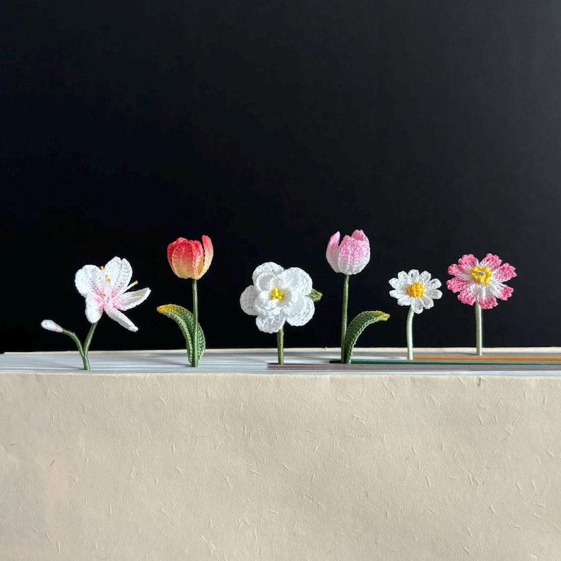 Handgefertigte Häkel Lesezeichen Kamelie Tulpe Sakura Blume Buchliebhaber Geschenk