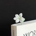 Dahlie Lesezeichen Handgefertigt Mikro-Häkel Blumen Lesezeichen Lilie Wilde Orchidee Weißer Kleeblatt