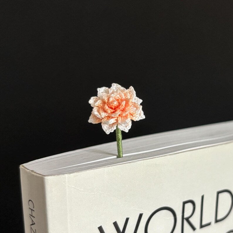 Häkellesezeichen Lilie Pfirsich Kirschblüte Dahlie Mikro Häkeln Frühlingsblumen Floral Handgemacht