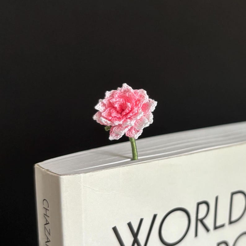Häkellesezeichen Lilie Pfirsich Kirschblüte Dahlie Mikro Häkeln Frühlingsblumen Floral Handgemacht