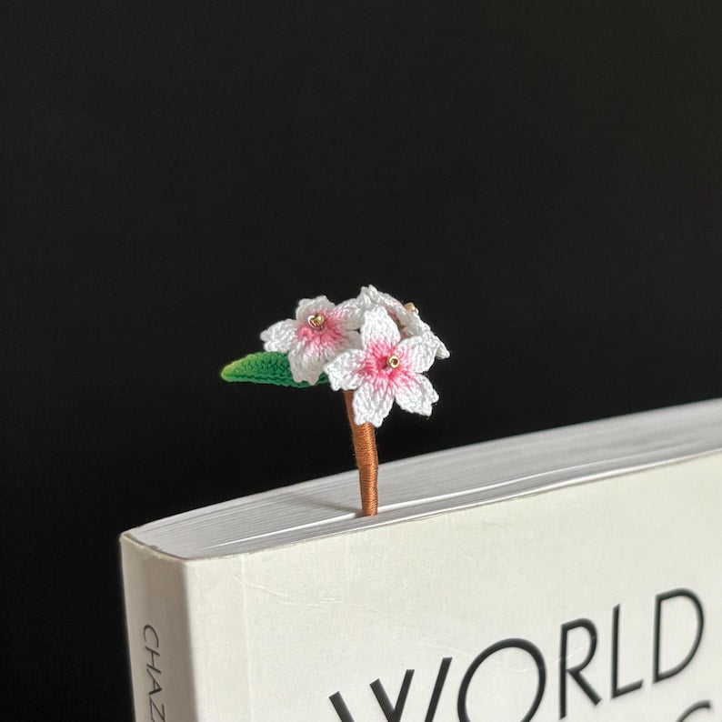Häkellesezeichen Lilie Pfirsich Kirschblüte Dahlie Mikro Häkeln Frühlingsblumen Floral Handgemacht