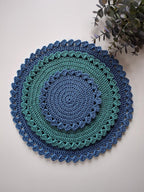 Runde gehäkelte Tischsets, 4 Größen, Makramee Polyesterseil 1-2 mm, Ø 32/28/26/15 cm