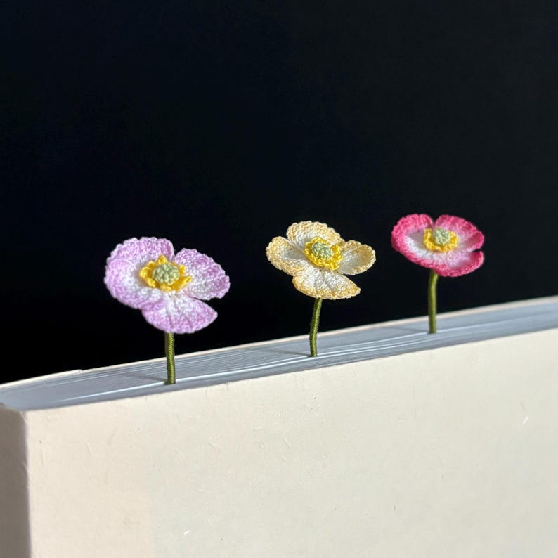 Frühling Themed Häkel Lesezeichen Blume Narzissen Pfirsich Blüte Mohn Blumen Wilde Lilien Lehrer Geschenk