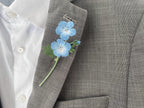 Blaue Augen Brosche, Häkelbrosche, Blumenstecknadel, handgefertigt, blau