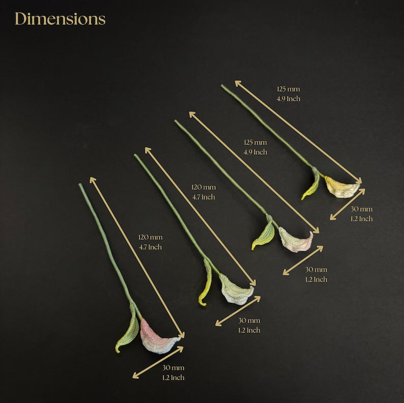 Calla Lilie Lesezeichen Mikro häkeln, handgefertigt, 10-15 cm, Pastell Blumen Lesezeichen