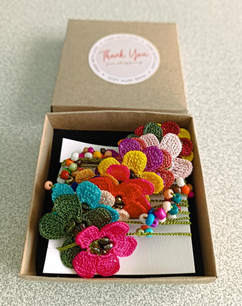 Handgemachte Häkelkette Lariat, Türkische Oya Spitze Schmuck, Boho Multicolor Lange Wickelkette