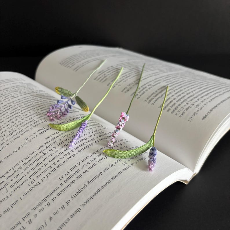 Mikrohäkel Lavendel Lesezeichen Provence Salbei Lila Violett Blumenlesezeichen für Buchliebhaber