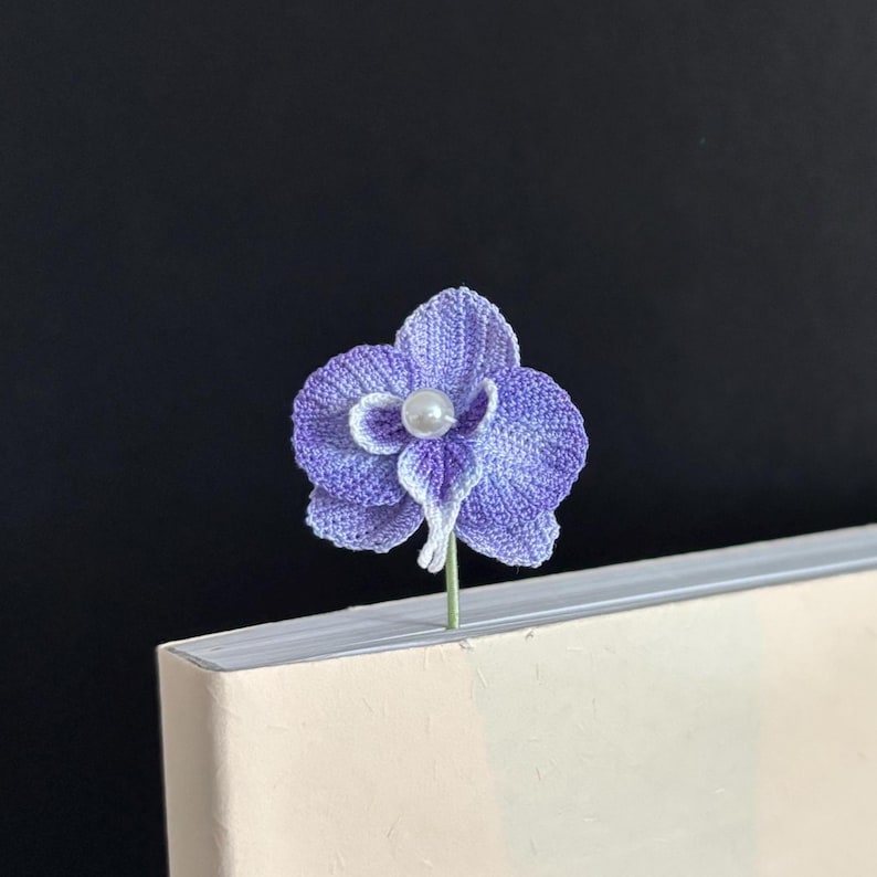 Orchideen Lesezeichen Handgehäkelt Blumen Leseratten Geschenk Bücherwurm