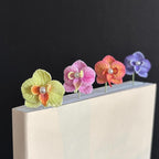 Orchideen Lesezeichen Handgehäkelt Blumen Leseratten Geschenk Bücherwurm