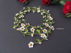 Vergissmeinnicht Micro Häkelschmuck Blume Halskette, Blauquarz Perlen Lariat, Floral lange Wickelkette