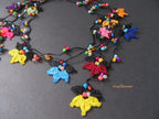 Multicolor Perlen Häkelkette, Bunte Blumen Wrap Halskette, Boho Floral Lange Lariat
