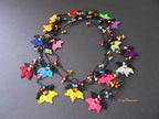 Multicolor Perlen Häkelkette, Bunte Blumen Wrap Halskette, Boho Floral Lange Lariat