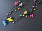 Multicolor Perlen Häkelkette, Bunte Blumen Wrap Halskette, Boho Floral Lange Lariat