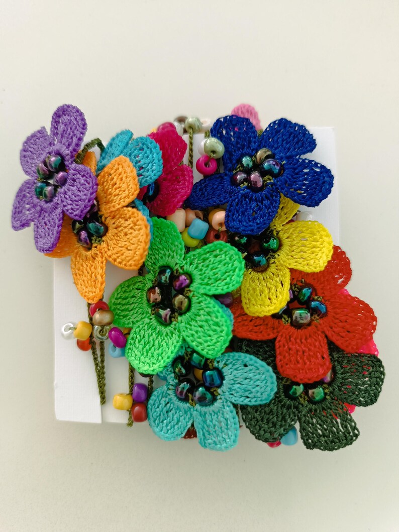 Handgemachte Häkelkette Lariat, Türkische Oya Spitze Schmuck, Boho Multicolor Lange Wickelkette