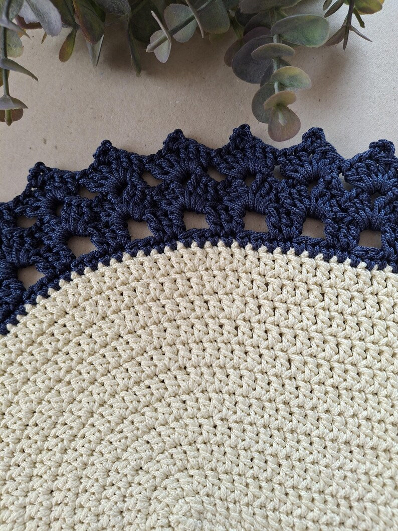 Ovale gehäkelte Tischsets, handgemachte Tischmatte, Makramee Polyester, 30x40 cm