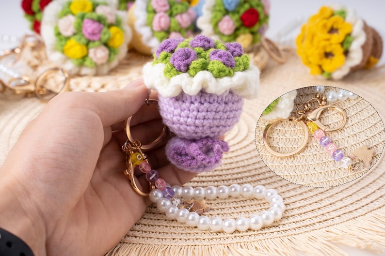 Mini Blumenstrauß Schlüsselanhänger Taschenanhänger Handgefertigt