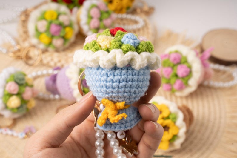 Mini Blumenstrauß Schlüsselanhänger Taschenanhänger Handgefertigt