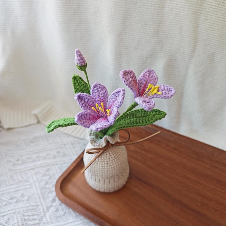 Gehäkelte Topfpflanze Blume 17 cm Schreibtischdekoration Hochzeitsgeschenk
