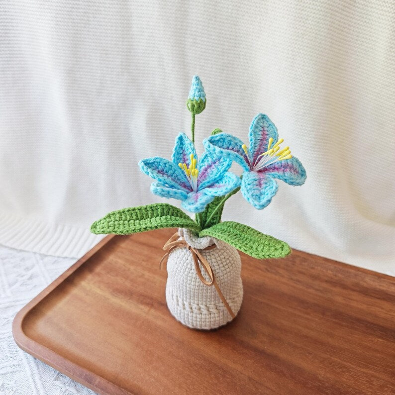 Gehäkelte Topfpflanze Blume 17 cm Schreibtischdekoration Hochzeitsgeschenk