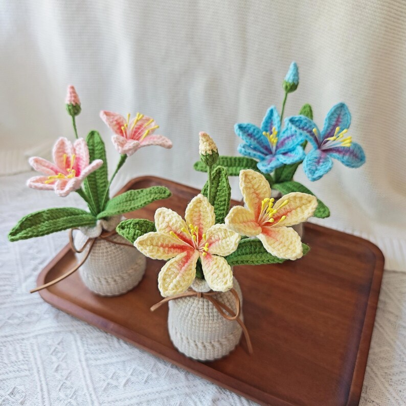 Gehäkelte Topfpflanze Blume 17 cm Schreibtischdekoration Hochzeitsgeschenk