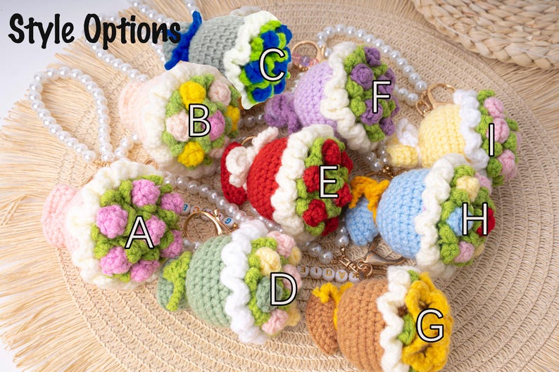 Mini Blumenstrauß Schlüsselanhänger Taschenanhänger Handgefertigt