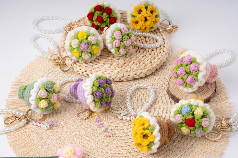 Mini Blumenstrauß Schlüsselanhänger Taschenanhänger Handgefertigt