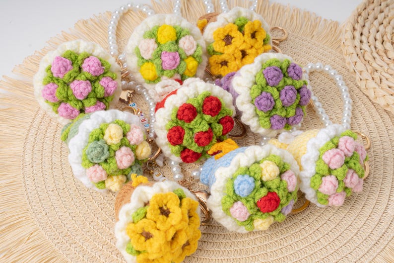 Mini Blumenstrauß Schlüsselanhänger Taschenanhänger Handgefertigt