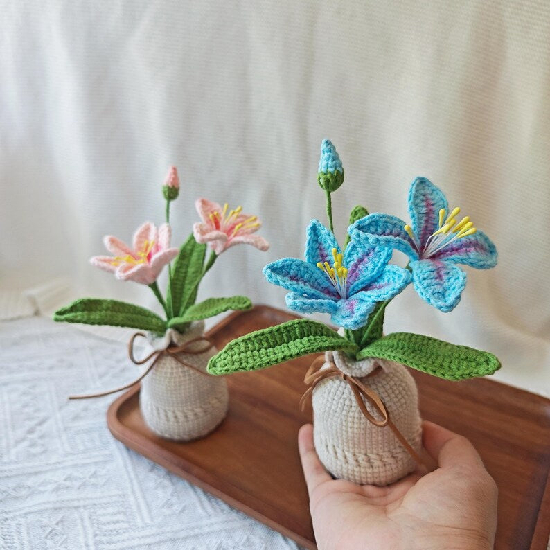 Gehäkelte Topfpflanze Blume 17 cm Schreibtischdekoration Hochzeitsgeschenk